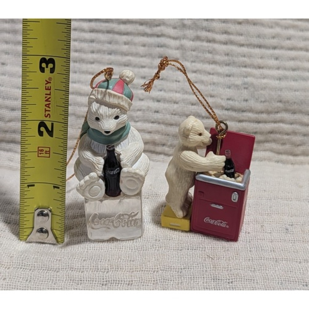 Vintage Coca Cola Polar Bear Ornaments Set 1998 2000 Christmas Decorations - Picture 5 of 7
